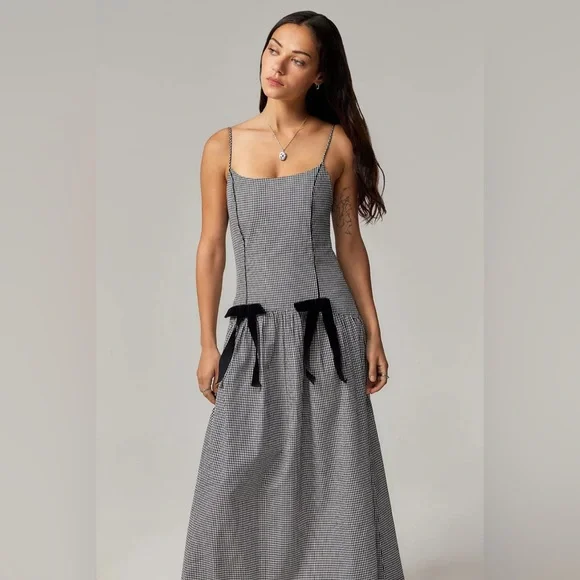 NWT Damson Madder Persephone Midi Dress in Black Gingham UK 16 / US 12 - Picture 3 of 16